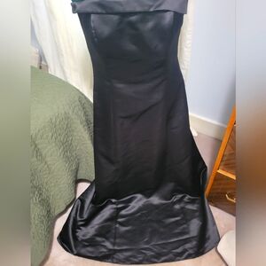 Black Satin Strapless Gown